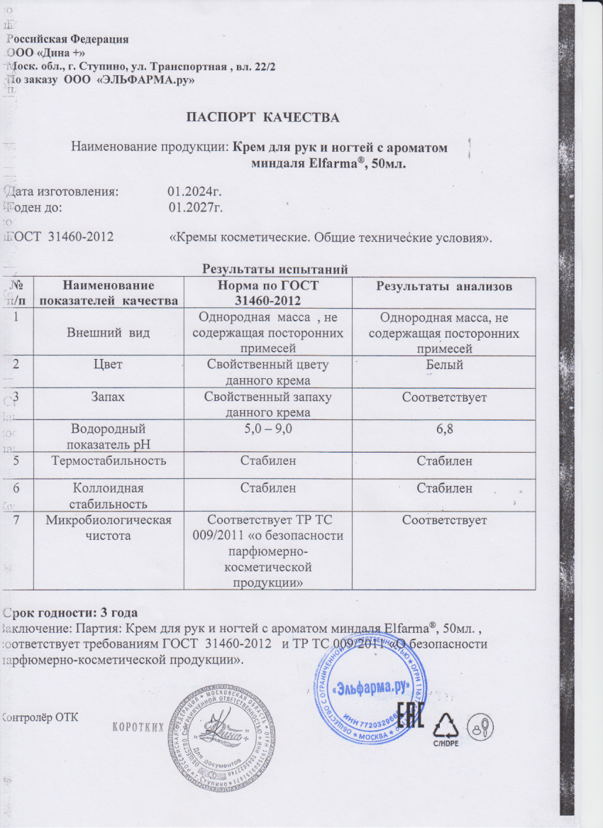 Паспорт №012024